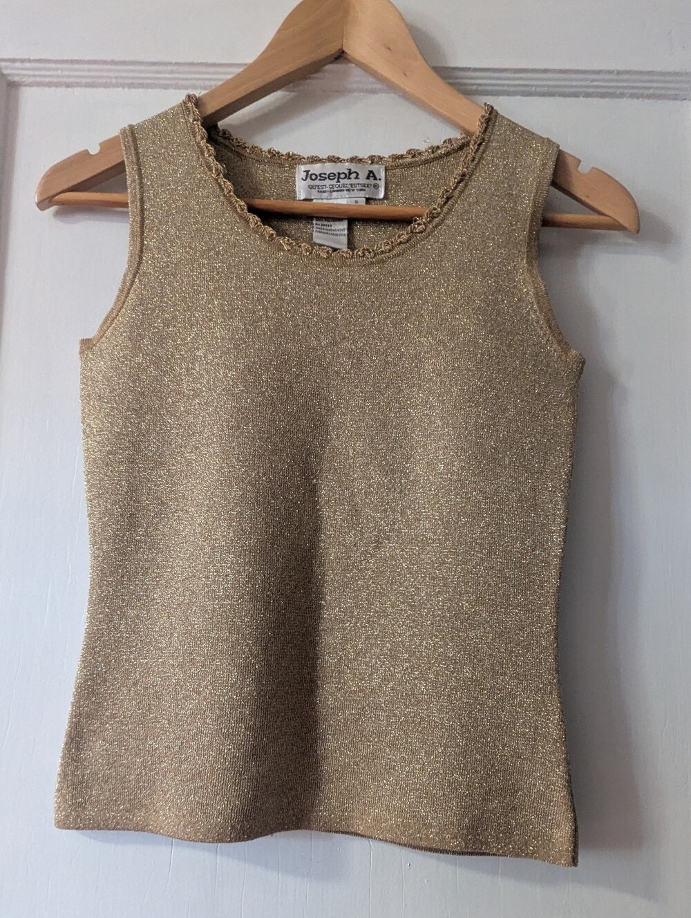 Joseph A. , Qu'est-Cequec'est silk, Golden Metallic Adorned Scoop Neck Top